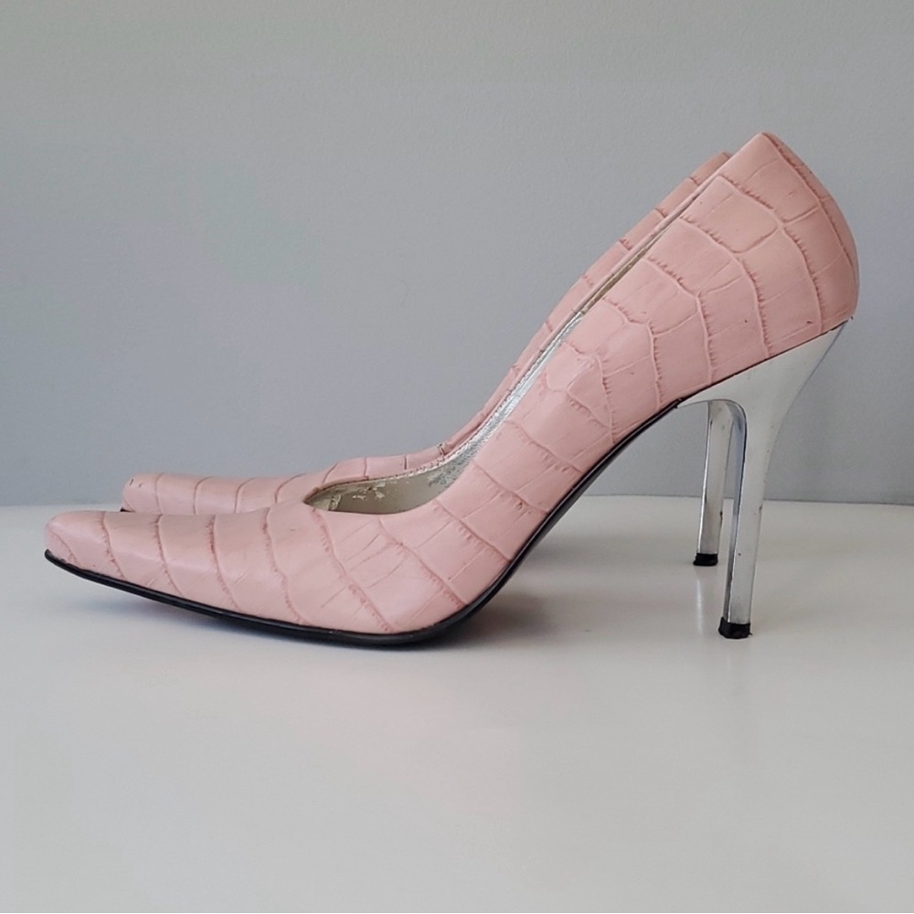 Steve Madden Tarrah Pink Crocodile Print Pointy-toe Stiletto Pump 8 Feminine